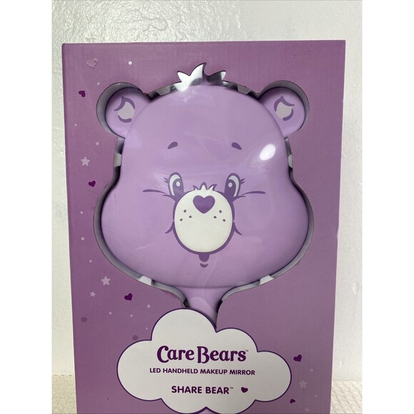 Care Bears Led Handheld Makeup Mirror Share Bear Purple White Vanity - Picture 3 of 9